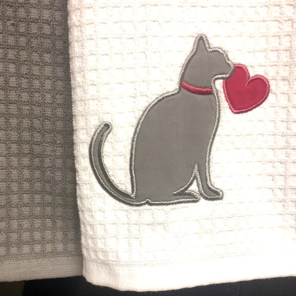 Set/2 Cat Heart❤️ Dish Towels - Picture 2 of 6